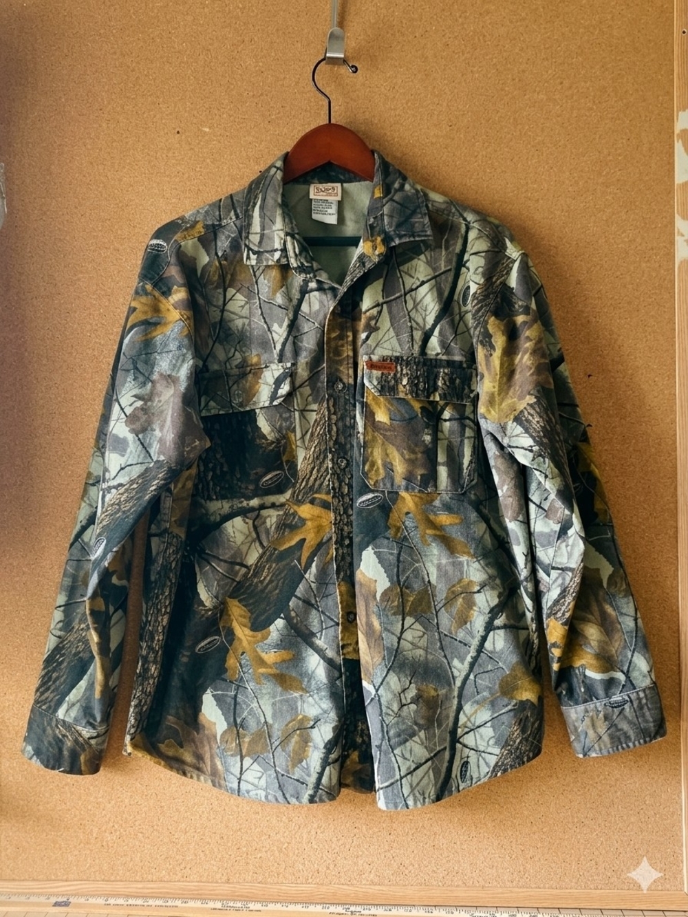 Woolrich Outdoor Guide Realtree Camo Button Up Shirt Men's Lg Heavy Cotton